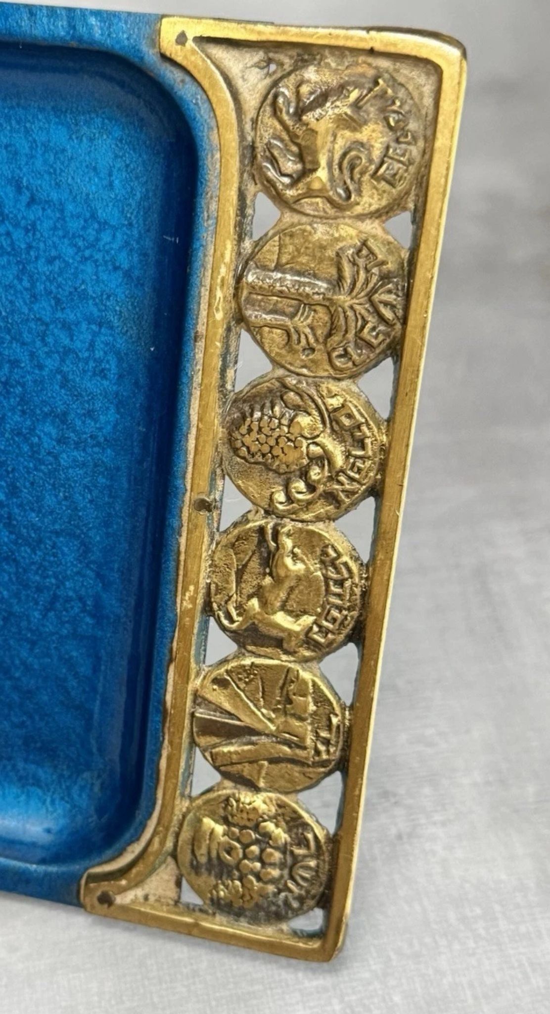 Enamel tray with 12 tribes of Israel at either end