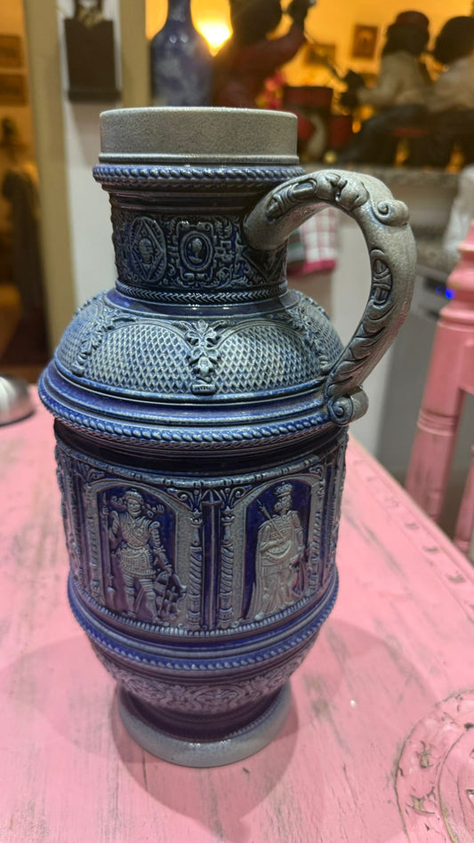 Glazed Stoneware vase with relief pattern 33cm high appx 1870