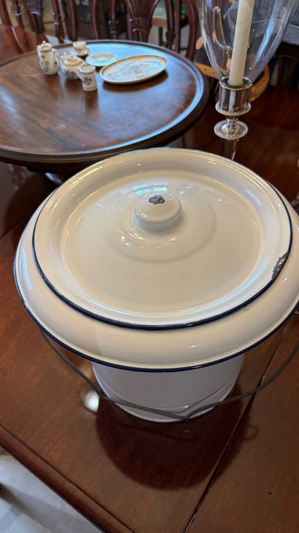 Enamel bread bin mid century
