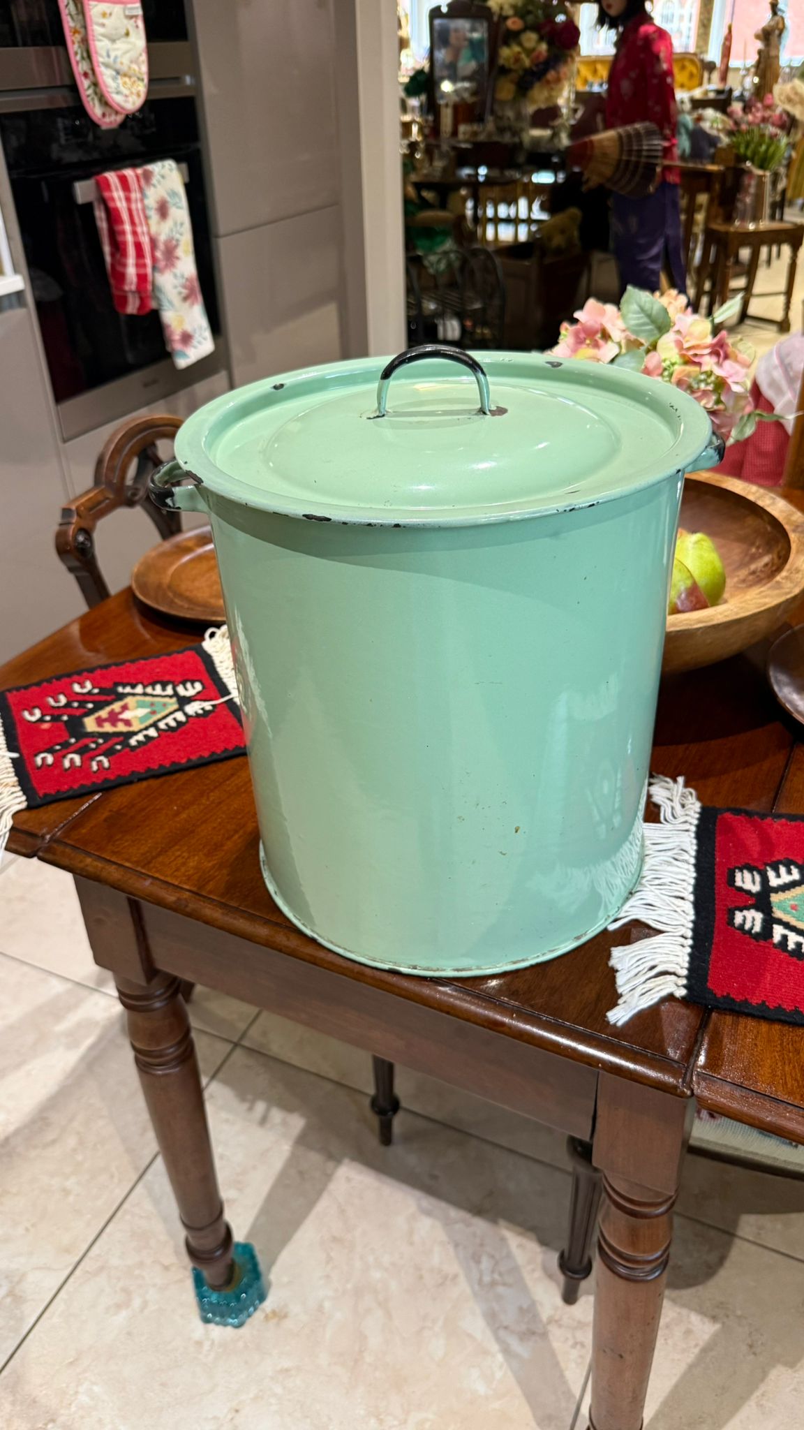 Green enamel 1930’s bread bin probably mid