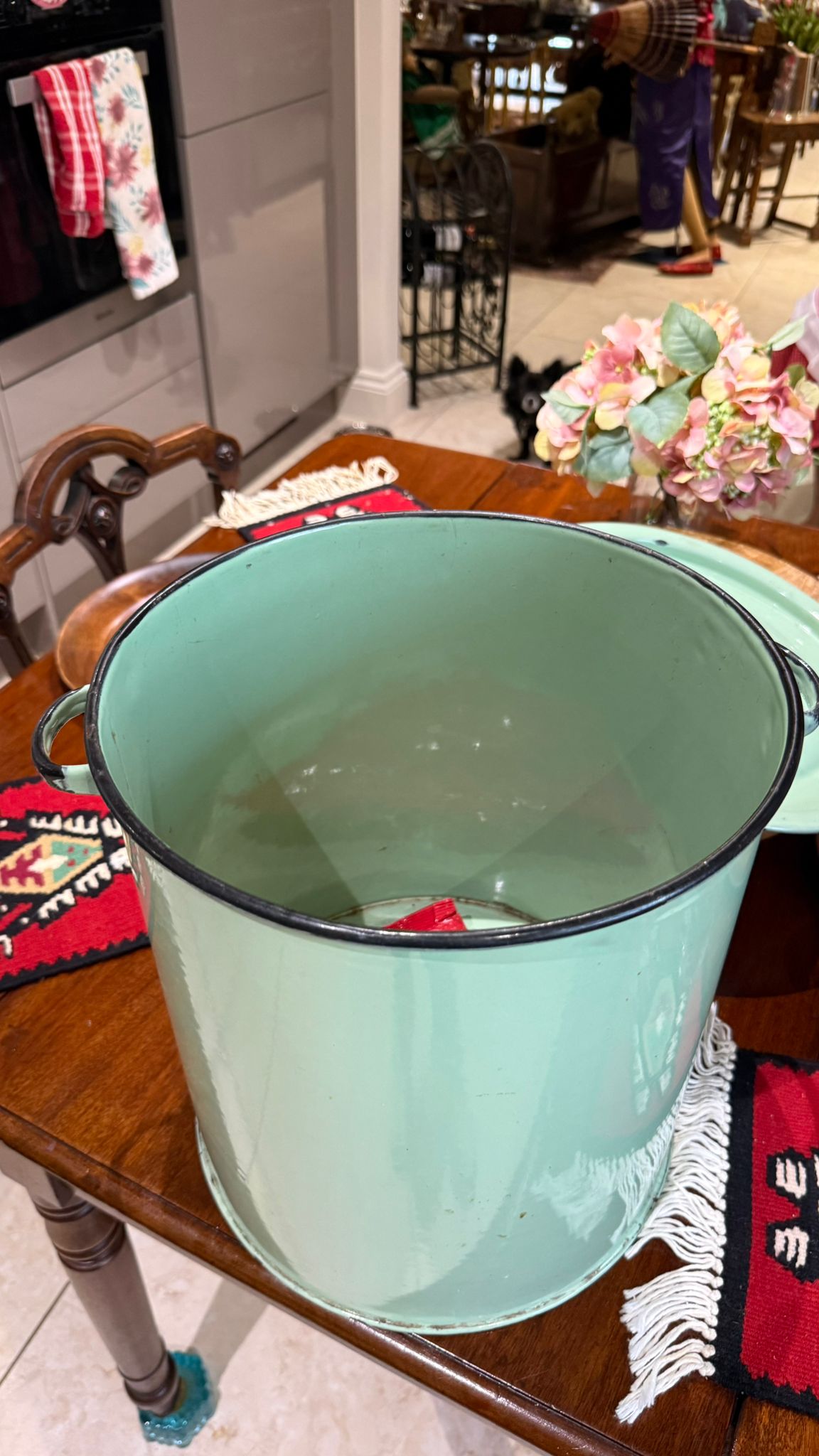 Green enamel 1930’s bread bin probably mid