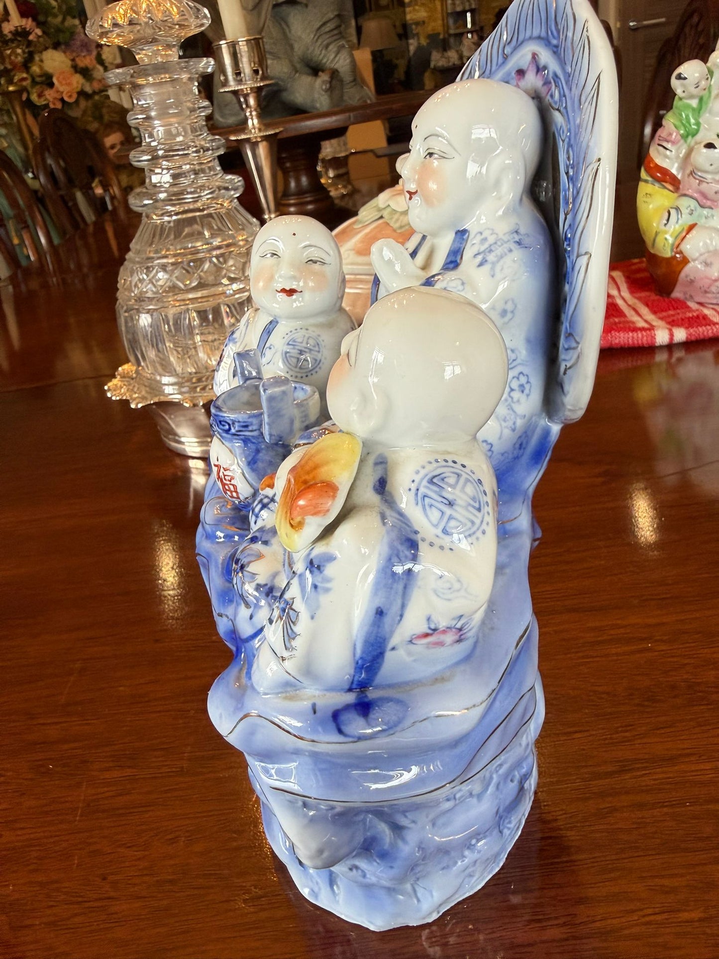 Mid century Chinese blue and white Buddah