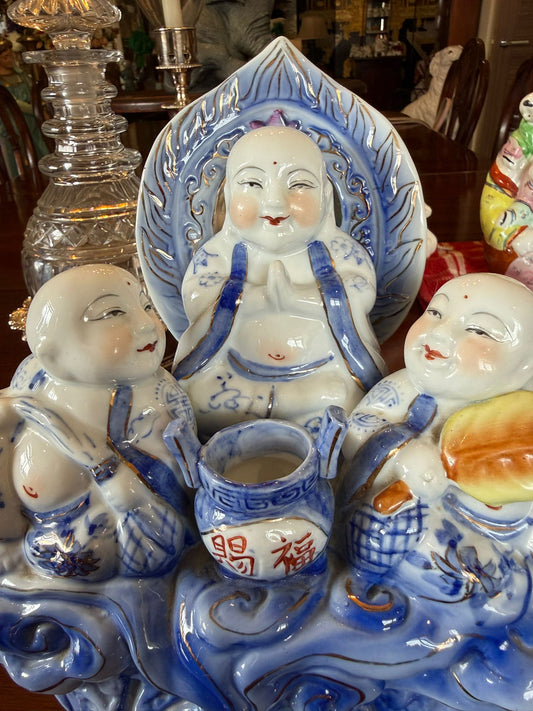 Mid century Chinese blue and white Buddah